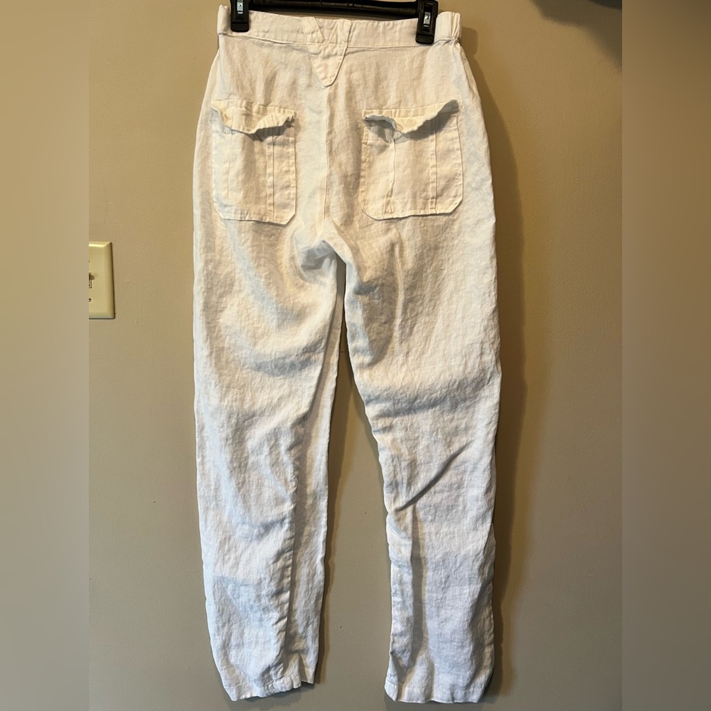 Bohio size M 💯 white linen. Pants with front patch pockets and back flap pockets - Picture 2 of 8